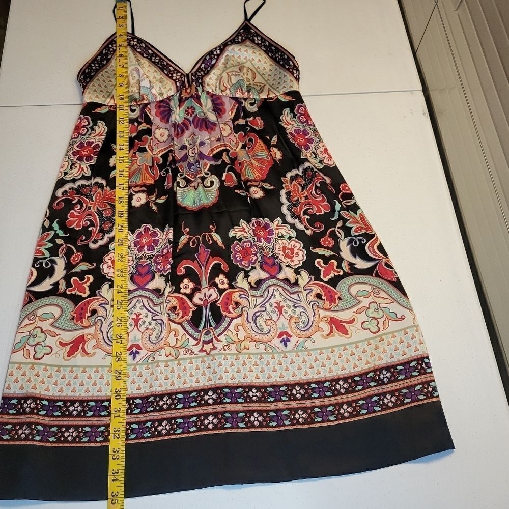 eci Y2K  Silk Satin Floral Midi Dress Women's Size 6 Boho - Picture 8 of 13